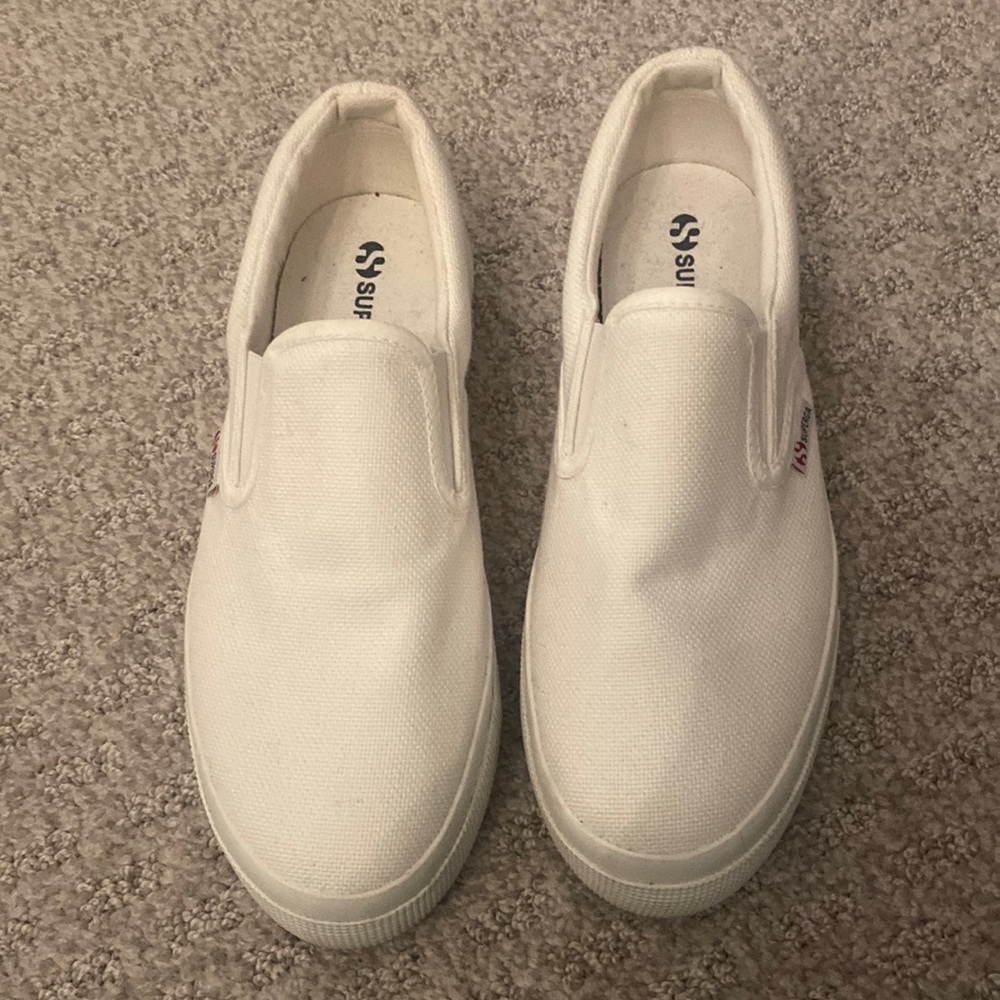 Superga White Slip On Canvas Sneakers Sz 7.5
